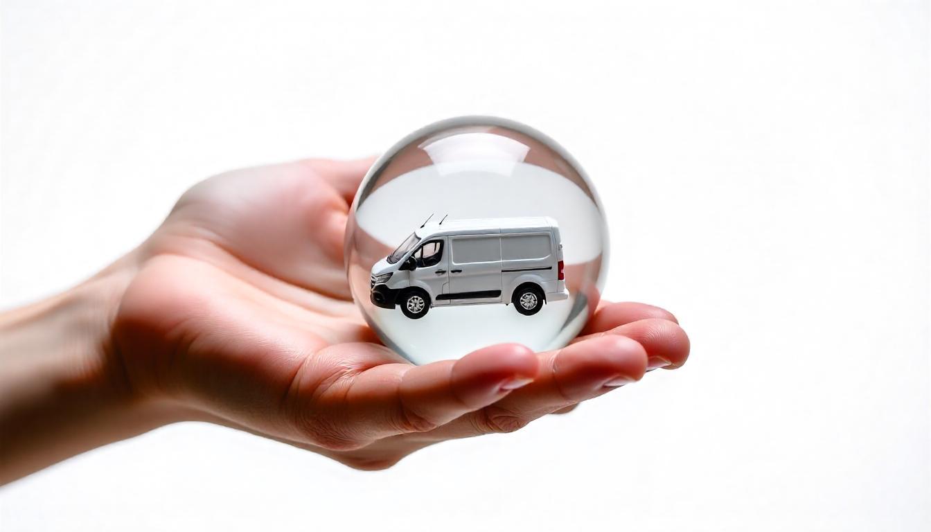Pretium Agency hero background showing a van reflected in a crystal ball
